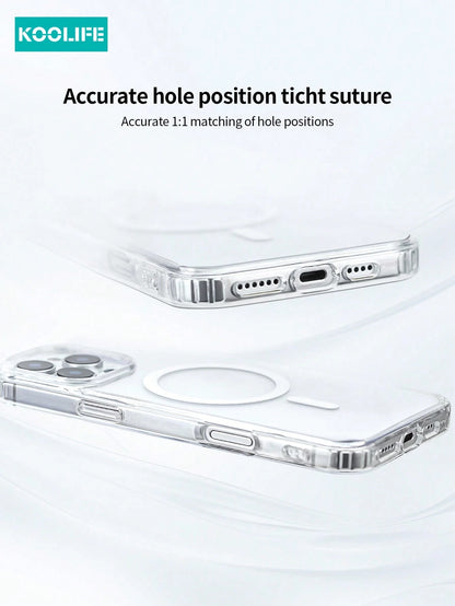 Koolife 1pc Magnetic Wireless Charging High Transparency Anti-Drop Phone Protective Case PC Back Panel + TPU Four-Corner Anti-Drop Transparent Material For Iphone18pro/18pro Max/17ProMax/Apple 17/Appl