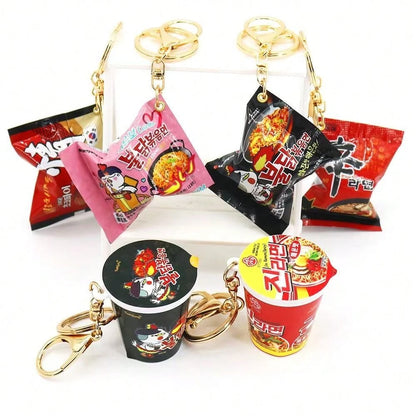 Korean Simulation Snack Bag Keychain Turkey Noodles Instant Noodles Pendant Fun Food Miniature