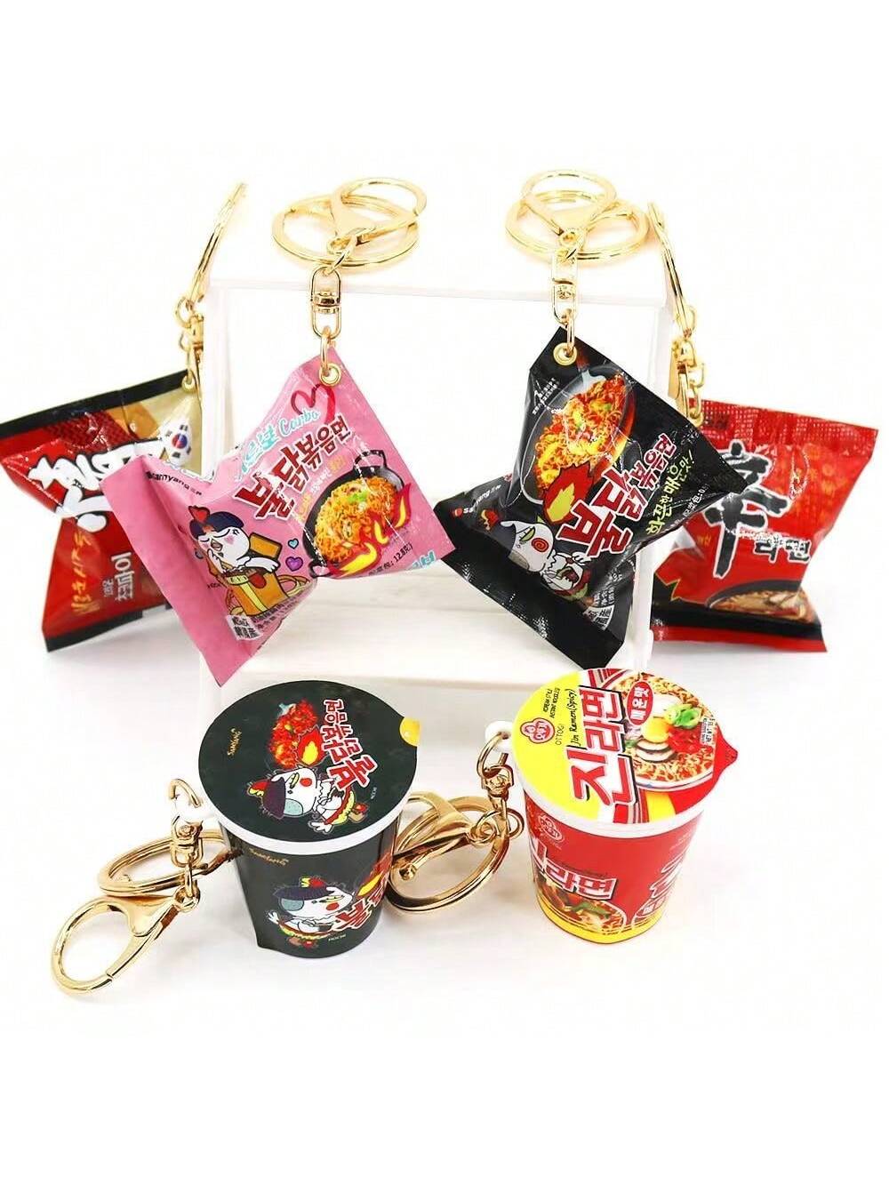 Korean Simulation Snack Bag Keychain Turkey Noodles Instant Noodles Pendant Fun Food Miniature