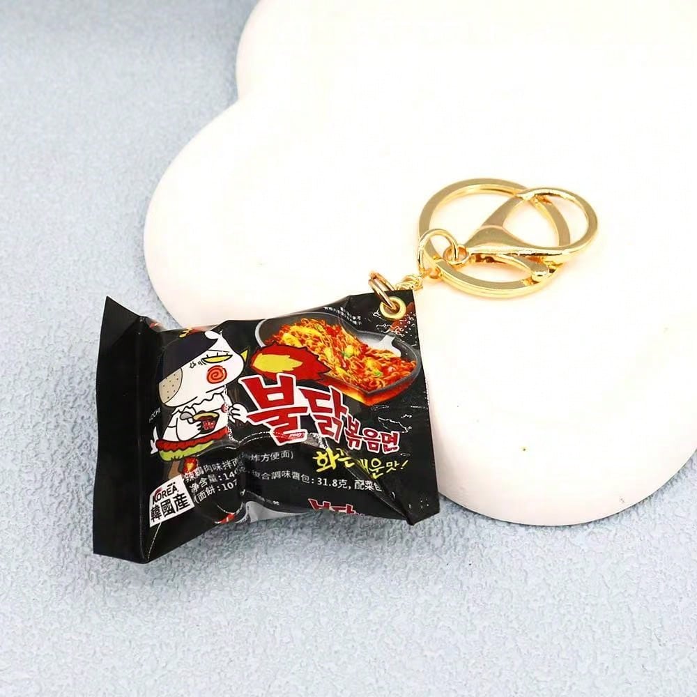 Korean Simulation Snack Bag Keychain Turkey Noodles Instant Noodles Pendant Fun Food Miniature