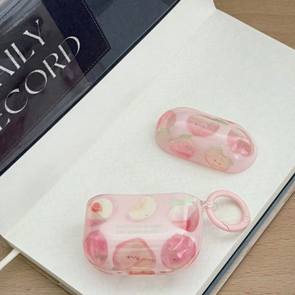 Korean Style Minimalist Peach Earphone Case Compatible With AirPods 4, Cute Earphone Cover Compatible With Apple 2, 3, New Protective Case With Pendant Compatible With Airpods Pro 3, Korean Style Earp