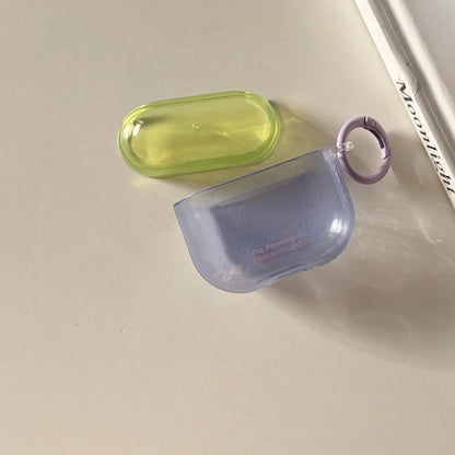 Korean Style Minimalist Semi-Transparent Dual-Panel Colorblock Earphone Case With Hanging Ring, Compatible With AirPods 4, 2, 3, Pro 3, Pro 2, Cute Protective Cover With Pendant, Spring/Summer Earphon