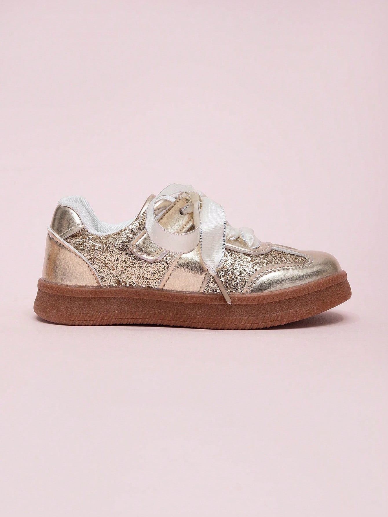 Korean Style Sequin Lace Trim Girls Princess Sneakers, Spring 2026 New Casual Shoes For Kids