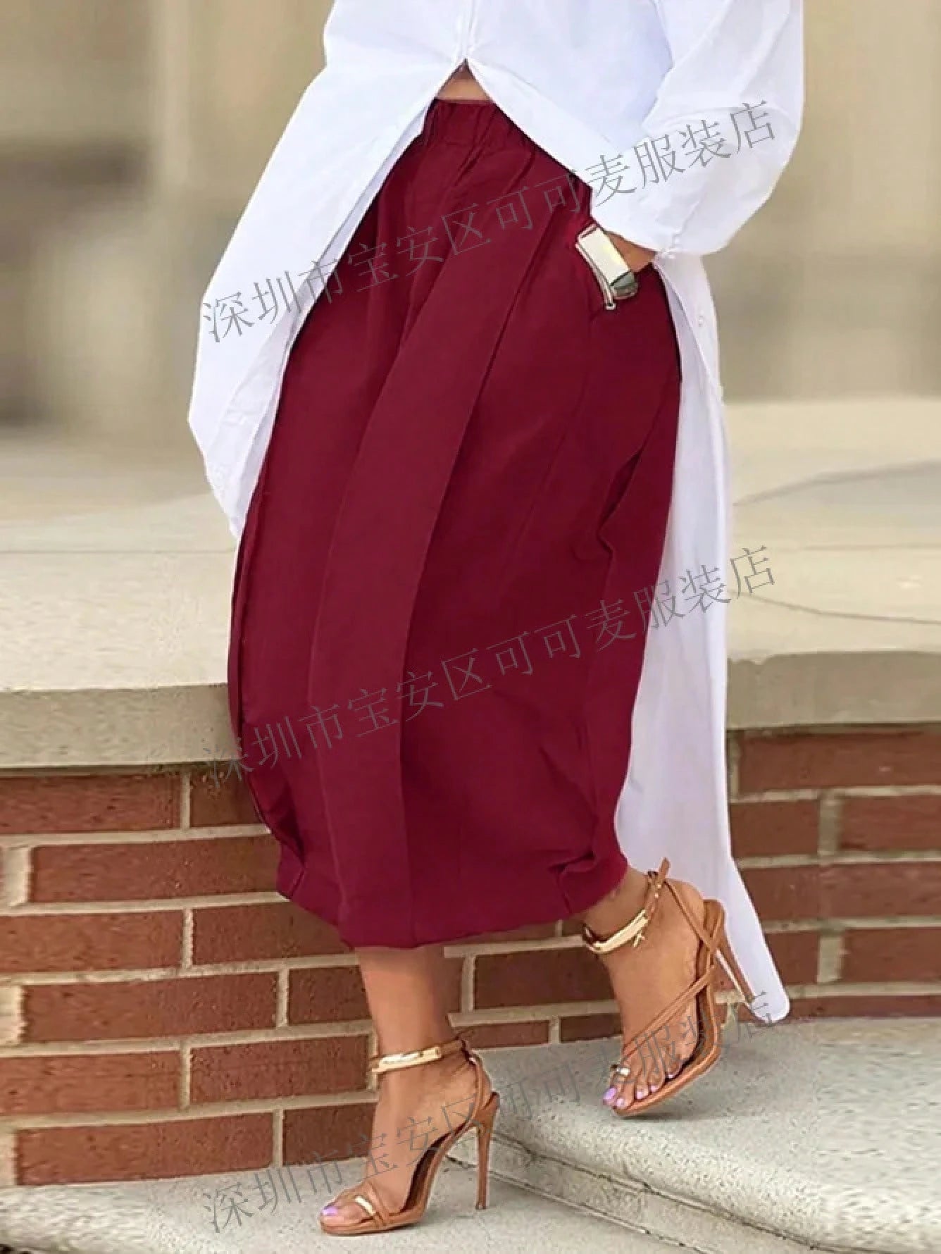 KZKZWK High Waist Pleated Wide Leg Culottes, Casual & Streetwear