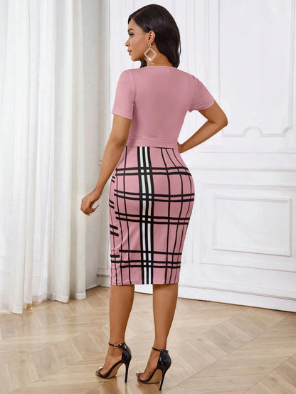Lady Black Shirt Collar Printed Women's Dress Zipper Design Slim Fit Women's Dress,Bodycon Dress