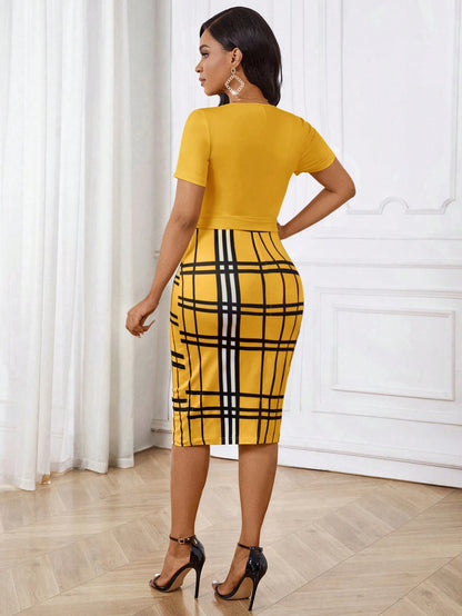 Lady Black Shirt Collar Printed Women's Dress Zipper Design Slim Fit Women's Dress,Bodycon Dress
