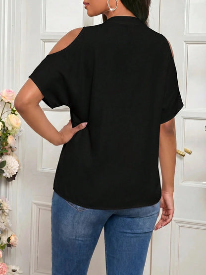 Lady Women's Vintage Leopard Print Casual Vacation Shirt, V-Neck Notched Collar And Shoulder Cut-Out Design Work Women Shirts Short Sleeve Tops Summer