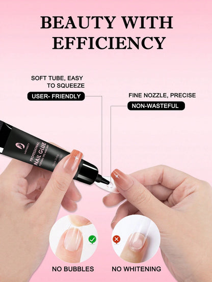 LadyMisty Super Strong Nail Glue 10g For Press On Nails- Quick Drying, Semi Solid, Long Lasting, No UV Light Needed