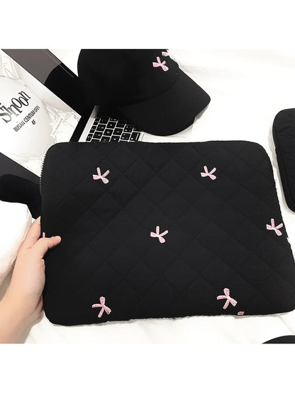 Laptop Sleeve 11,13-14, 15-16 Inch Laptop Case, Soft Protective Bag With Embroidered Bows, Compatible With 11-16 Inch Chromebook PC Notebook, Teacher