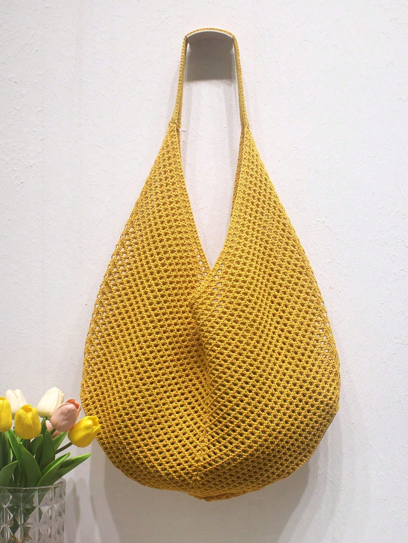 Large Capacity Crochet Shoulder Tote Bag, Lightweight Multifunctional Knitted Handbag, Suitable For Travel, Beach, Vacation And Daily Use, Boho Chic