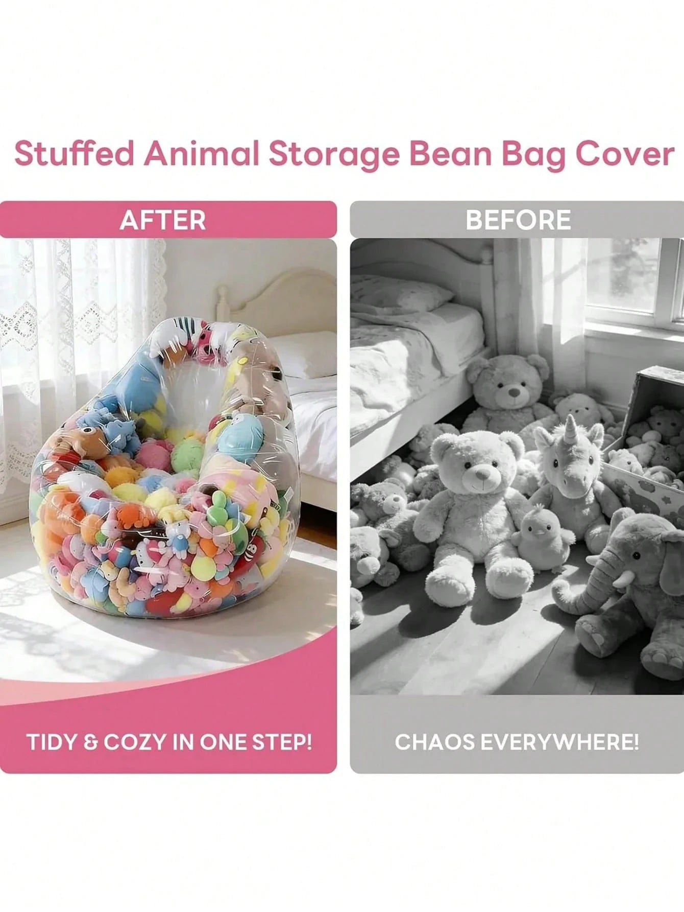 Large Capacity Sofa Storage Bag DIY Doll Storage Bag, Space-Saving Multi-Functional Storage Bag With Transparent Visible Plastic Storage Compartments