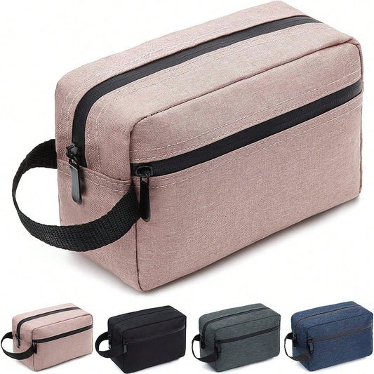Large Capacity Travel Makeup & Toiletries Organizer Bag- Lightweight Cosmetic Storage Box With Letter Print, Suitable For Men & Women, Zippered Makeup Bag, Daily Travel Handbag