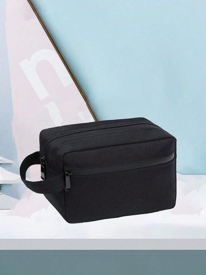Large Capacity Travel Makeup & Toiletries Organizer Bag- Lightweight Cosmetic Storage Box With Letter Print, Suitable For Men & Women, Zippered Makeup Bag, Daily Travel Handbag