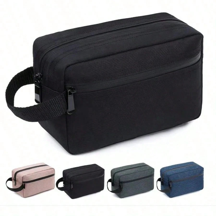 Large Capacity Travel Makeup & Toiletries Organizer Bag- Lightweight Cosmetic Storage Box With Letter Print, Suitable For Men & Women, Zippered Makeup Bag, Daily Travel Handbag