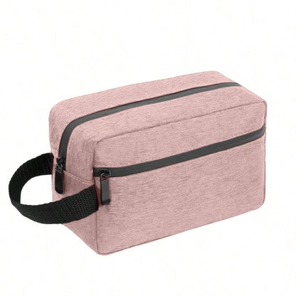 Large Capacity Travel Makeup & Toiletries Organizer Bag- Lightweight Cosmetic Storage Box With Letter Print, Suitable For Men & Women, Zippered Makeup Bag, Daily Travel Handbag