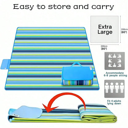 Large Picnic Blanket, Beach Blanket, Sandproof Waterproof, Lightweight Handy Mat, Portable Beach Mat For Camping Hiking Travel Park Beach, Mother Father's Day Gift