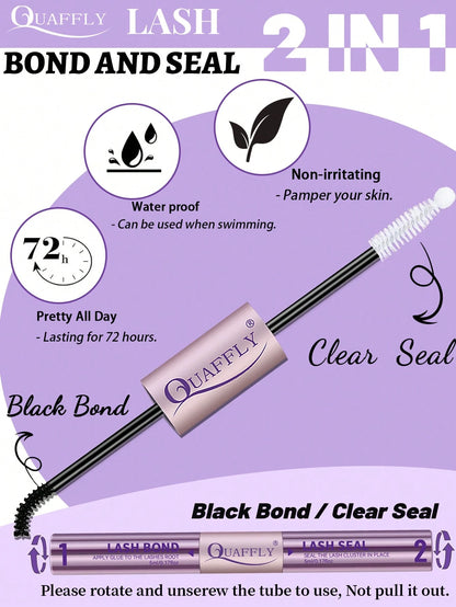 Lash Bond And Seal Waterproof 10ML Bond And Seal Lash Glue Long Lasting Lash Cluster Glue Black Eyelash Bond And Seal Lash Bond DIY Lash Bond And Seal For Beginner