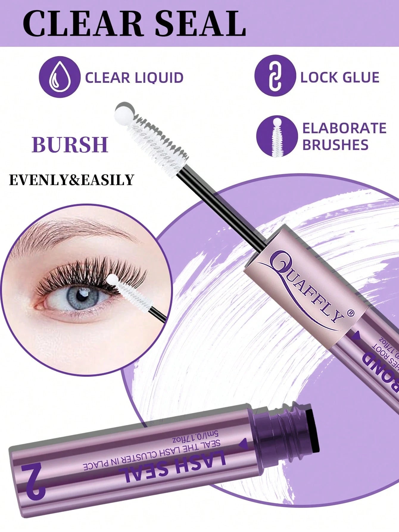 Lash Bond And Seal Waterproof 10ML Bond And Seal Lash Glue Long Lasting Lash Cluster Glue Black Eyelash Bond And Seal Lash Bond DIY Lash Bond And Seal For Beginner
