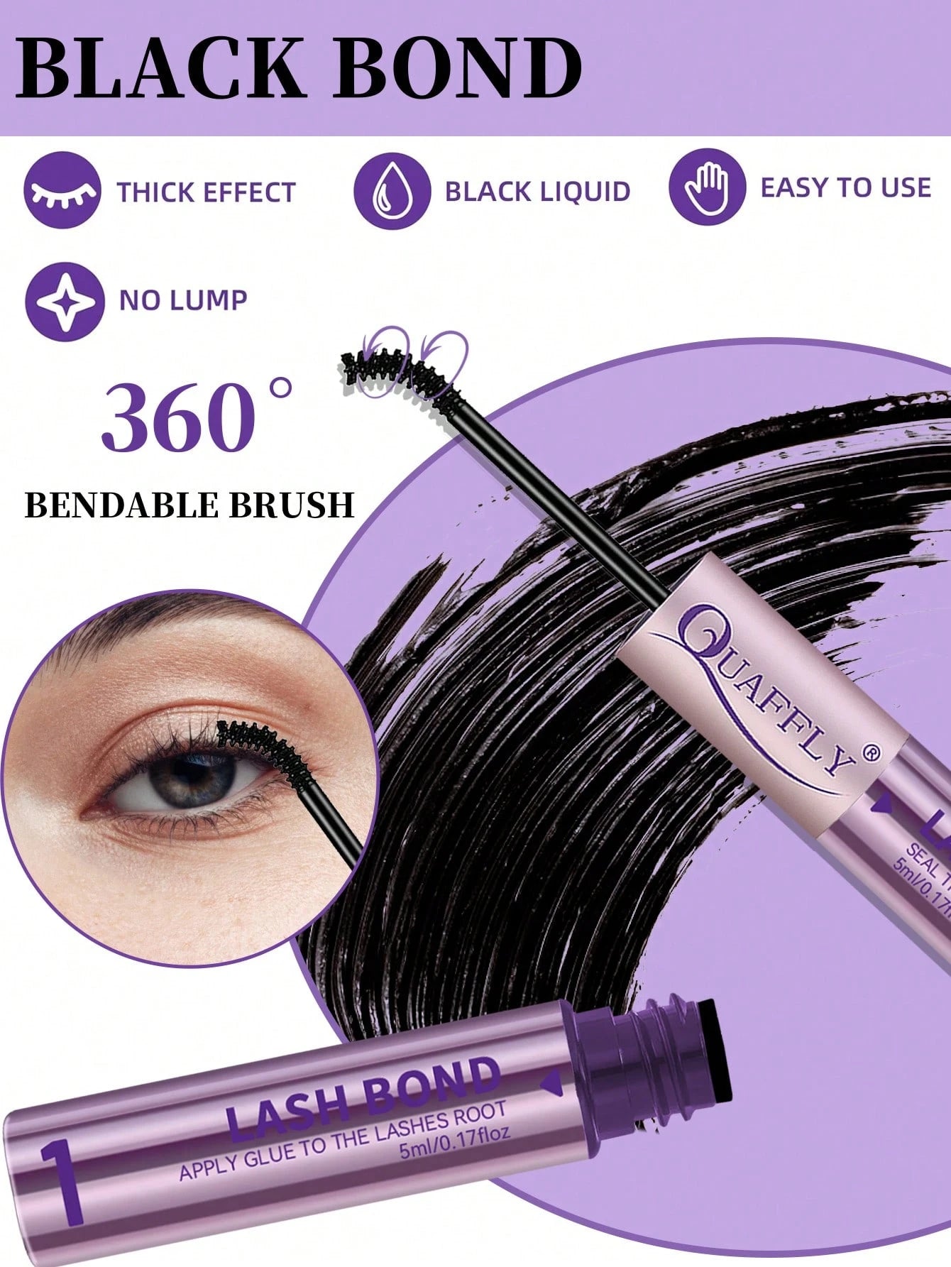 Lash Bond And Seal Waterproof 10ML Bond And Seal Lash Glue Long Lasting Lash Cluster Glue Black Eyelash Bond And Seal Lash Bond DIY Lash Bond And Seal For Beginner