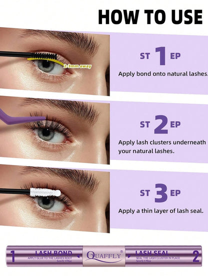 Lash Bond And Seal Waterproof 10ML Bond And Seal Lash Glue Long Lasting Lash Cluster Glue Black Eyelash Bond And Seal Lash Bond DIY Lash Bond And Seal For Beginner