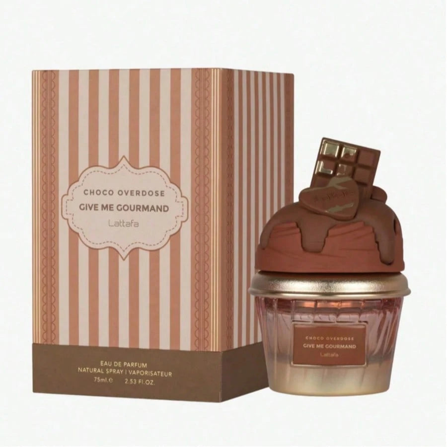 Lattafa Choco Overdose Eau De Parfum, Gourmand Collection, Dark Chocolate Fudge And Caramel Fragrance, 75ml Spray, Sweet And Elegant Give Me Gourmand Collection