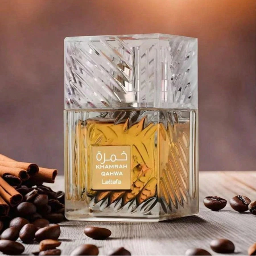 Lattafa Khamrah Qahwa Unisex EDP Spray, Vanilla Sweet Warm Spicy Woody Fragrance, Long Lasting Premium Arabian Perfume 100ml 3.4oz/ 30ml 1.0oz For Men & Women