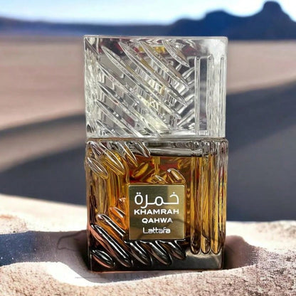 Lattafa Khamrah Qahwa Unisex EDP Spray, Vanilla Sweet Warm Spicy Woody Fragrance, Long Lasting Premium Arabian Perfume 100ml 3.4oz/ 30ml 1.0oz For Men & Women
