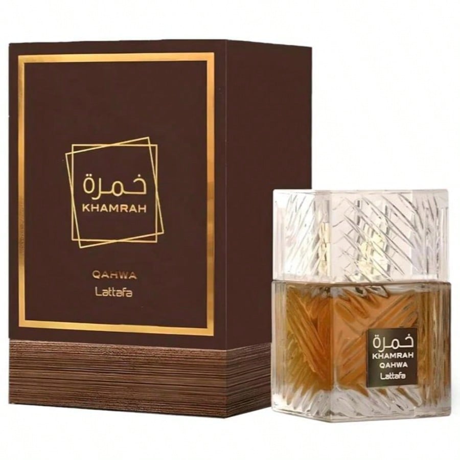 Lattafa Khamrah Qahwa Unisex EDP Spray, Vanilla Sweet Warm Spicy Woody Fragrance, Long Lasting Premium Arabian Perfume 100ml 3.4oz/ 30ml 1.0oz For Men & Women
