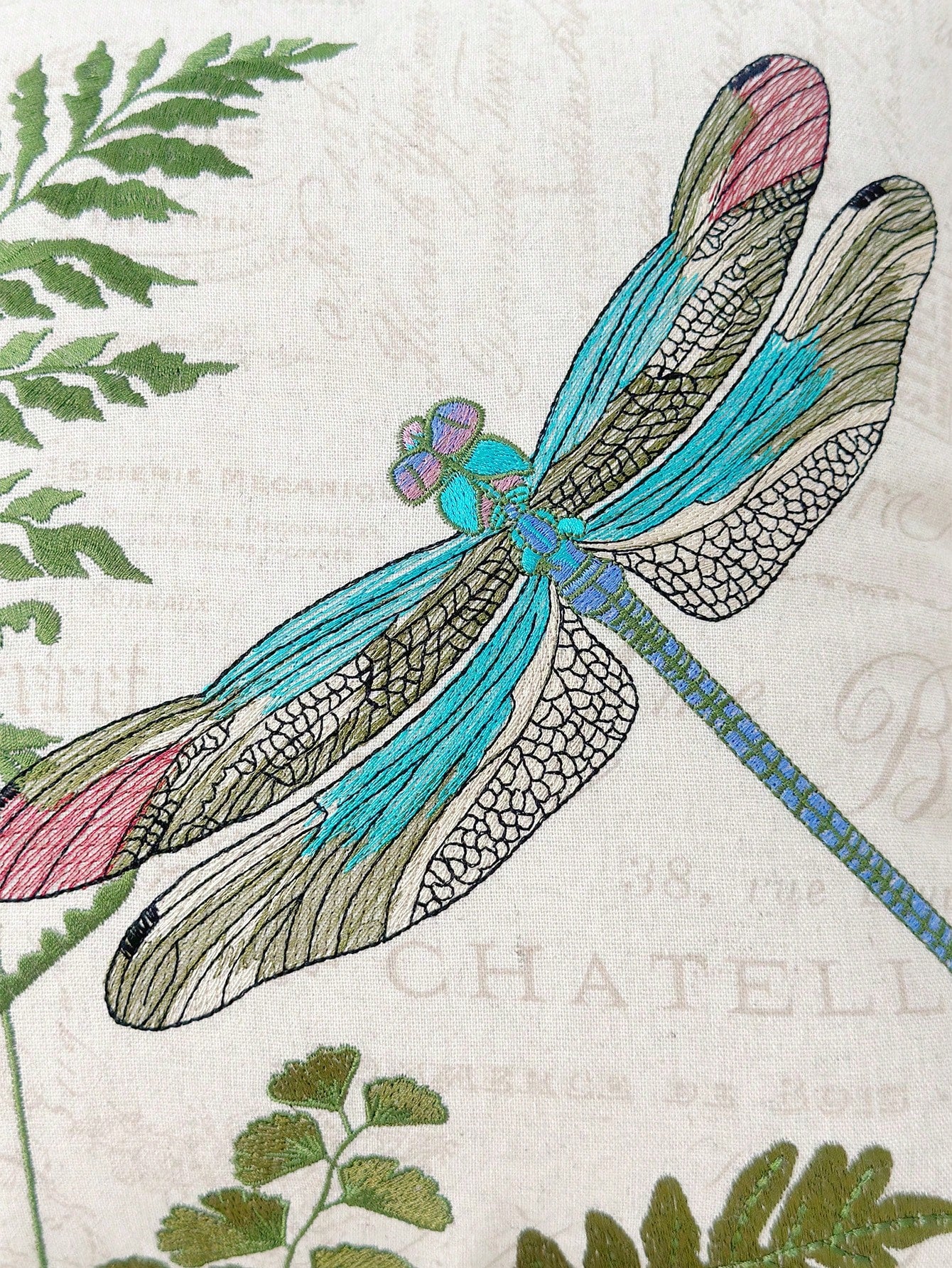 LCUHPCL 1pc 3D Embroidered Leaf & Dragonfly Pillow Case, All-Season Commuter Style, Home Decor For Living Room, Bedroom, Sofa