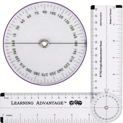 LEARNING ADVANTAGE-7752 Angle Measurement Ruler- Clear, Flexible And Adjustable Geometry Measuring Tool- Measure Angles To 360 Degrees And Lines To 12"