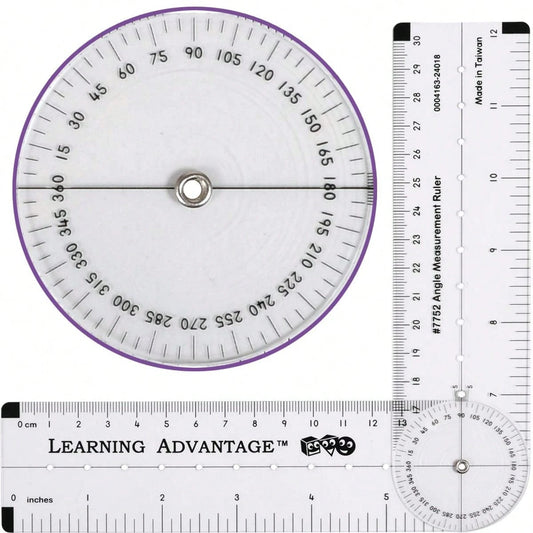 LEARNING ADVANTAGE-7752 Angle Measurement Ruler- Clear, Flexible And Adjustable Geometry Measuring Tool- Measure Angles To 360 Degrees And Lines To 12"