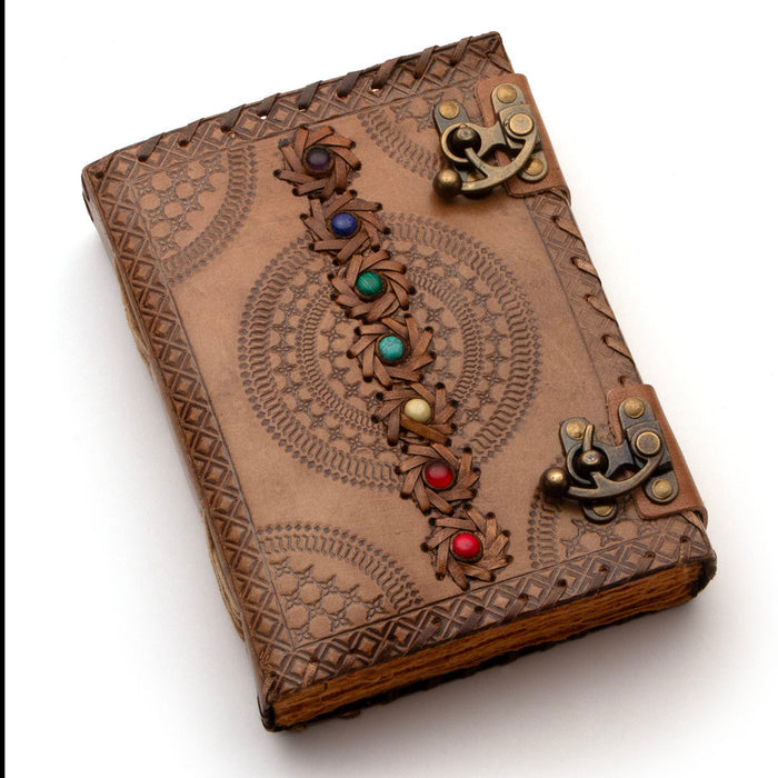 Leather Journal with Chakra Stones