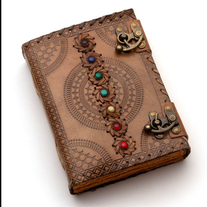 Leather Journal with Chakra Stones