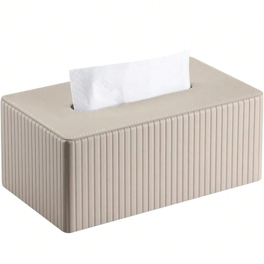 Leather Tissue Box Cover Rectangular Tissue Box Holder With Magnetic Bottom, Napkin & Facial Tissue Holder Dispenser For Home, Office (