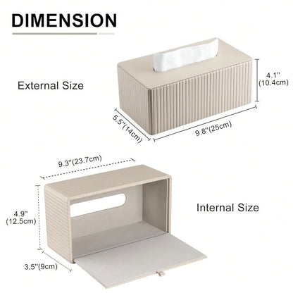 Leather Tissue Box Cover Rectangular Tissue Box Holder With Magnetic Bottom, Napkin & Facial Tissue Holder Dispenser For Home, Office (