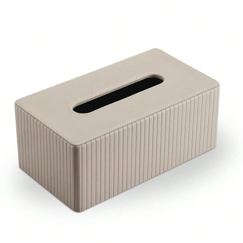 Leather Tissue Box Cover Rectangular Tissue Box Holder With Magnetic Bottom, Napkin & Facial Tissue Holder Dispenser For Home, Office (