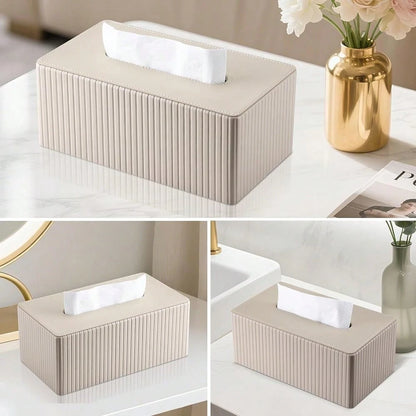 Leather Tissue Box Cover Rectangular Tissue Box Holder With Magnetic Bottom, Napkin & Facial Tissue Holder Dispenser For Home, Office (