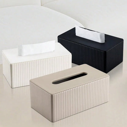 Leather Tissue Box Cover Rectangular Tissue Box Holder With Magnetic Bottom, Napkin & Facial Tissue Holder Dispenser For Home, Office (