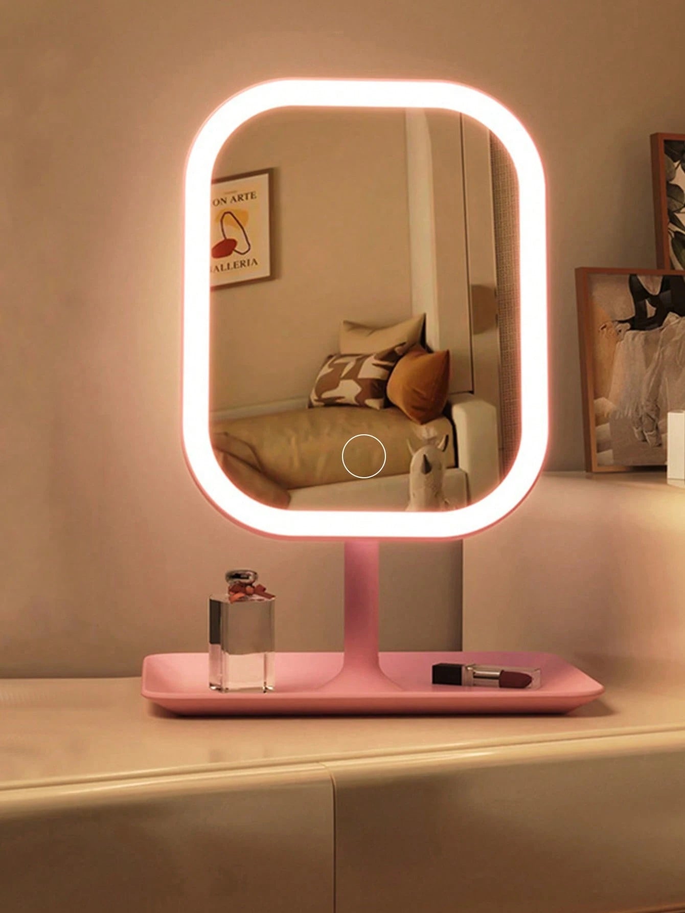 LED Lighted Makeup Mirror, 3 Lighting Modes, Touch Control, Portable Stand, Foldable For Storage, Travel Makeup Mirror, Rechargeable Portable LED Makeup Mirror, Gift For Women, Birthday, Graduation, H