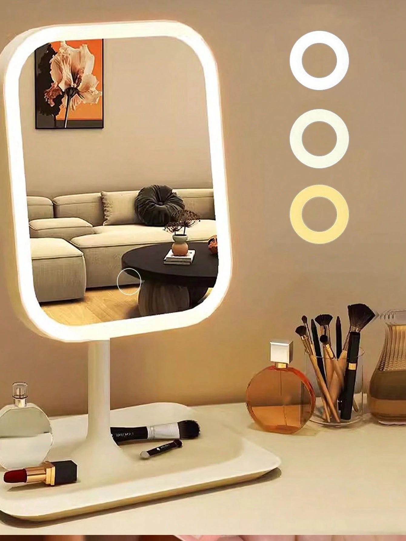 LED Lighted Makeup Mirror, 3 Lighting Modes, Touch Control, Portable Stand, Foldable For Storage, Travel Makeup Mirror, Rechargeable Portable LED Makeup Mirror, Gift For Women, Birthday, Graduation, H
