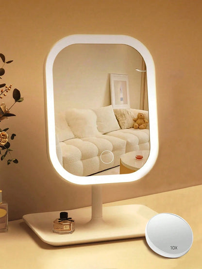 LED Lighted Makeup Mirror, 3 Lighting Modes, Touch Control, Portable Stand, Foldable For Storage, Travel Makeup Mirror, Rechargeable Portable LED Makeup Mirror, Gift For Women, Birthday, Graduation, H