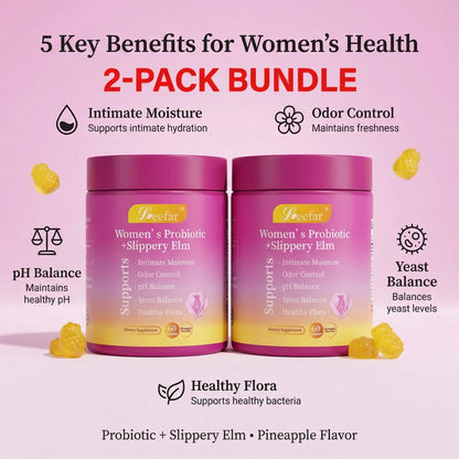Leefar Probiotic Gummies For Women – 1-Pack 60 Gummies – Supports Gut Health, Digestion & PH Balance – Happy Gut Formula With Prebiotics – Vegan Non-GMO – Buy 2-Pack & Save More
