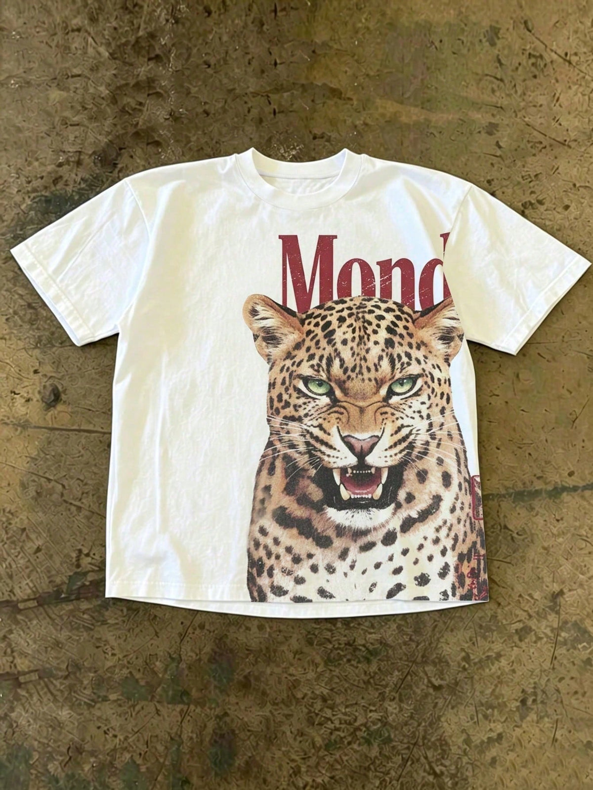 Leopard Letter Print Graphic Tee, Oversized 4th Of July Outfit Women, Cotton Summer Casual Top