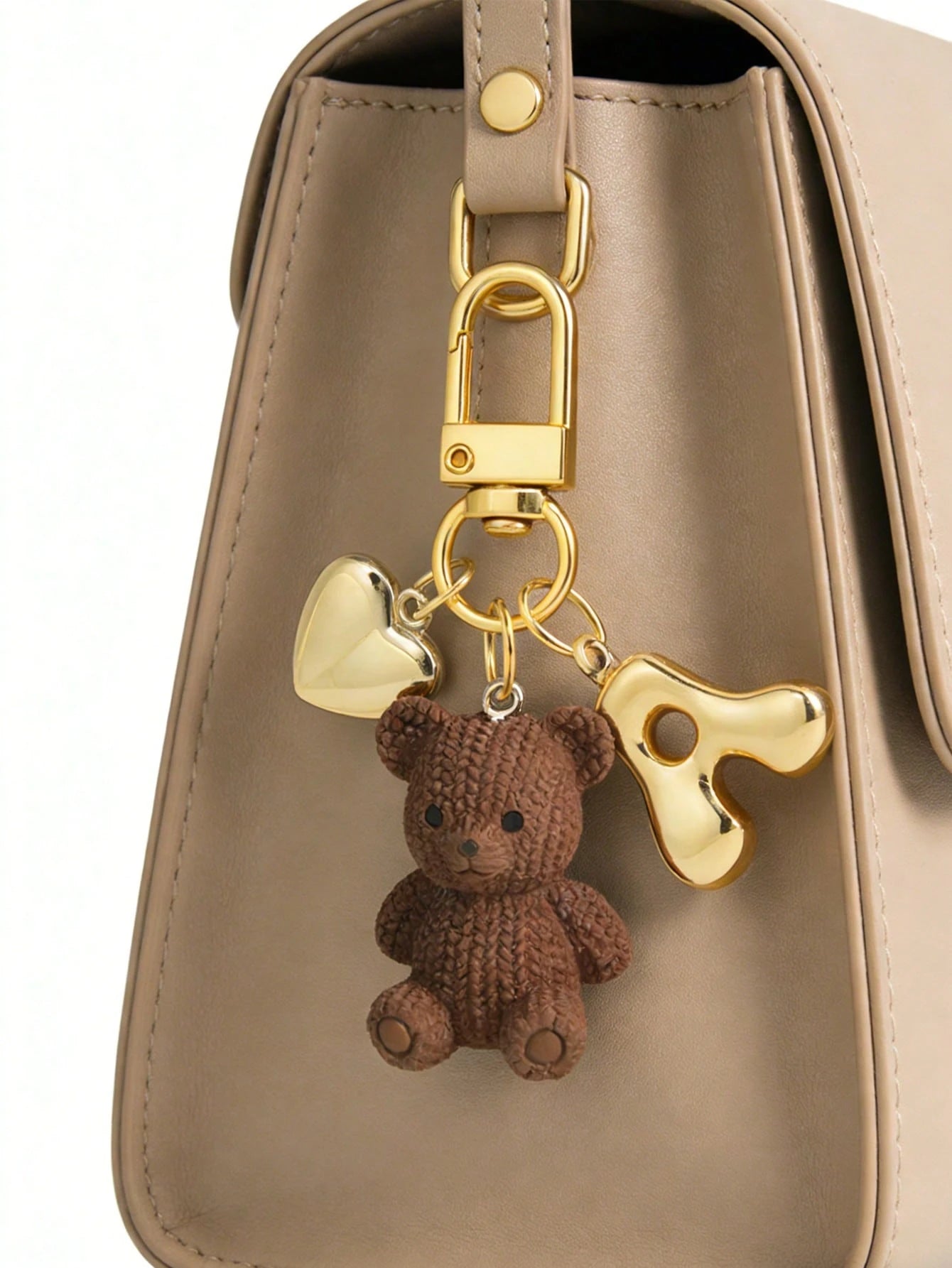 Letter Teddy Bear Keychain, With Gold Bubble Letter A-Z Keychain, Cute Teddy Bear Bag Charm Pendant, Suitable For Handbags, Wallets, Backpacks, Travel Bags, Decorative Keychain, Suitable For Gym, Clas