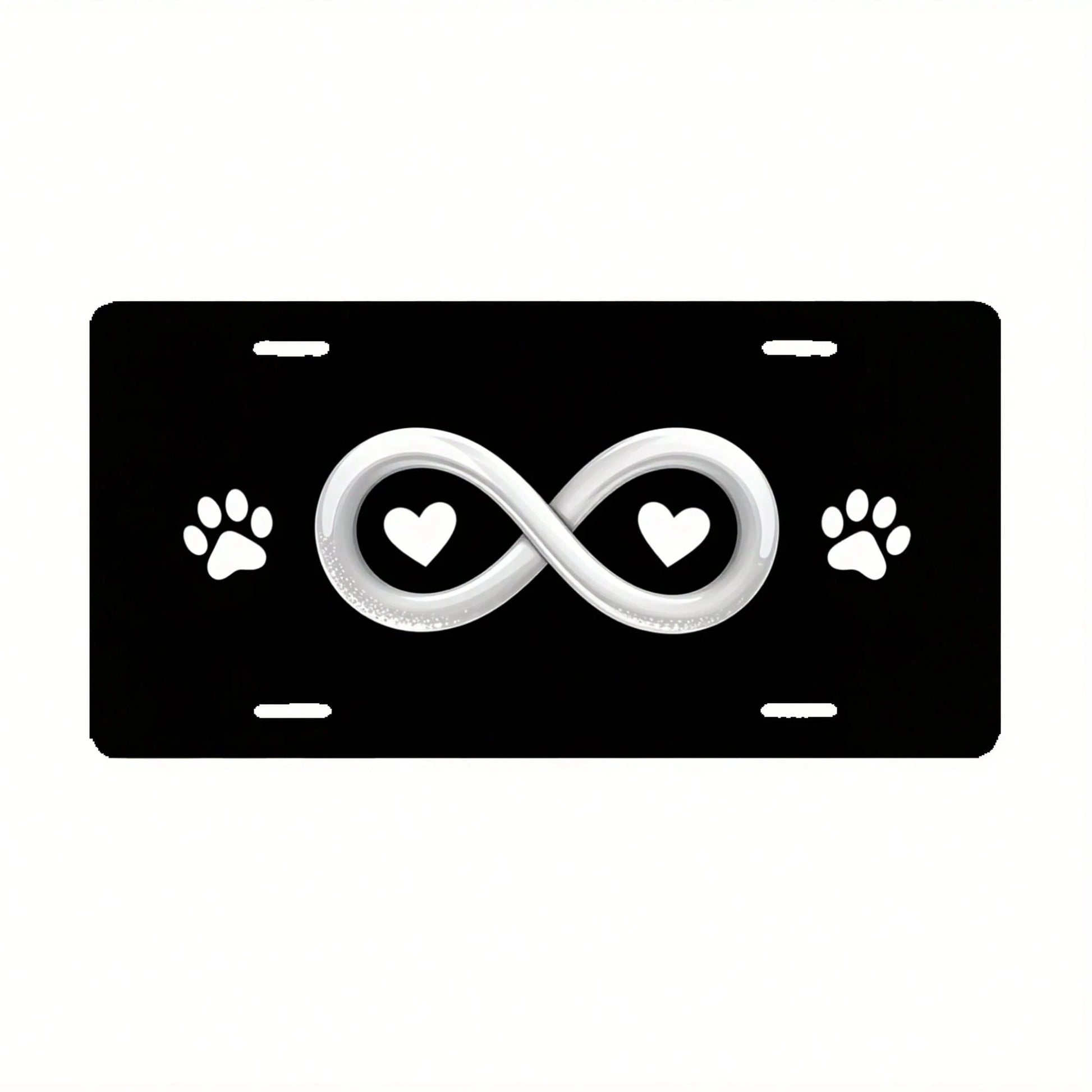 License Plate Holder And Protective Cover| Infinity Heart-Shaped Paw Print Black- Standard 6x12inch- Suitable For Cars, Trucks, SUVs- Aluminum Material