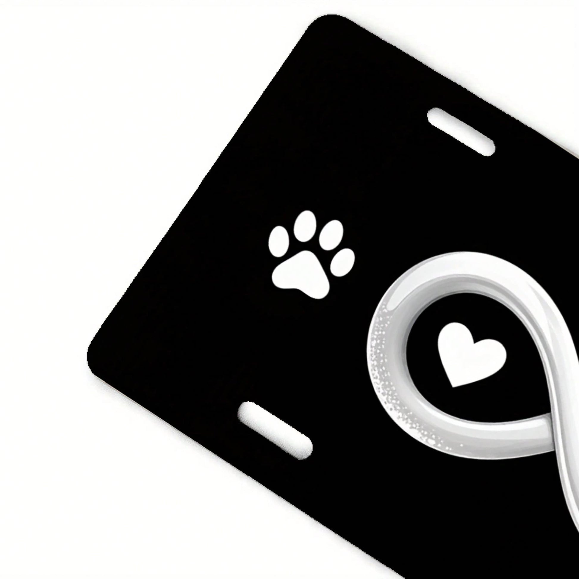 License Plate Holder And Protective Cover| Infinity Heart-Shaped Paw Print Black- Standard 6x12inch- Suitable For Cars, Trucks, SUVs- Aluminum Material