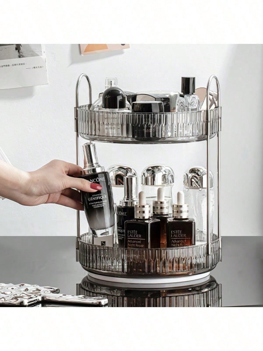 Light Luxury Cosmetics Rotating Storage Rack Transparent Desktop Dressing Table Turntable Multi-Function Table Storage Box