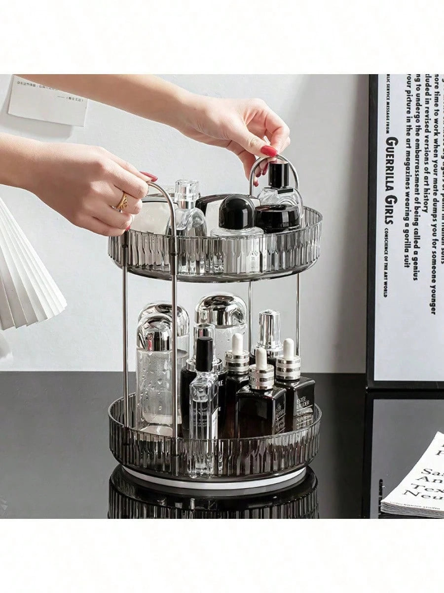 Light Luxury Cosmetics Rotating Storage Rack Transparent Desktop Dressing Table Turntable Multi-Function Table Storage Box