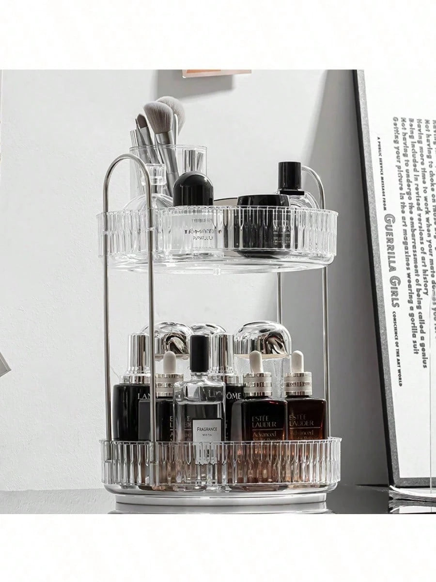 Light Luxury Cosmetics Rotating Storage Rack Transparent Desktop Dressing Table Turntable Multi-Function Table Storage Box