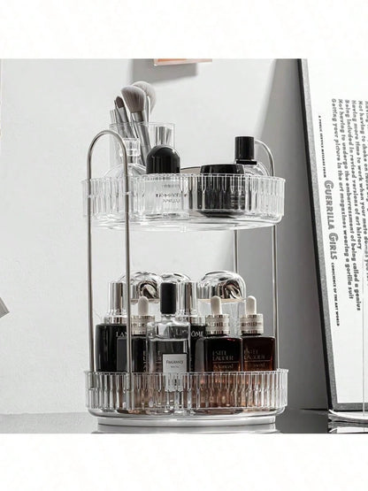 Light Luxury Cosmetics Rotating Storage Rack Transparent Desktop Dressing Table Turntable Multi-Function Table Storage Box